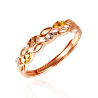 黄金码头18K金简约三彩戒指玫瑰金彩金表白送女友爱人女儿戒饰