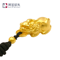 黄金码头古法黄金足金999貔貅吊坠铜钱珠坠子项链男友老公送父亲