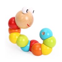 悦臻木制环保百变 扭扭毛毛虫一个装 锻炼手眼协调婴幼儿童益智玩具积木节日礼物