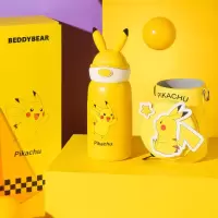 (免费刻字)皮卡丘宝可梦杯具熊BEDDYBEAR儿童保温杯316不锈钢带吸管两用水壶男女学生水杯子600ml保温用品
