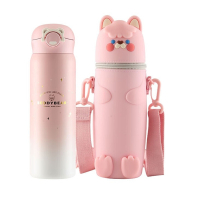 杯具熊(beddybear)316不锈钢保温水杯男女长效保温大容量带杯套学生水杯470毫升 闪闪羊驼