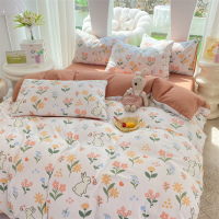 洁丽雅水洗棉夏季三/四件套床上用品床单被单床笠非纯棉南通