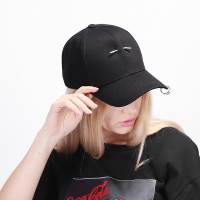 帽子女夏防晒遮阳帽别针铁圆环钉子个性棒球帽男韩版休闲鸭舌帽潮