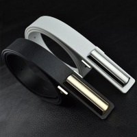 白色窄皮带男韩版真皮细腰带男士英伦时尚理师皮带3CM个性裤带