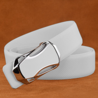 韩版潮男白色真皮皮带男士 简约街头潮人腰带 炫酷跑车头百搭裤带