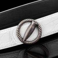 个性子白色皮带型师时尚百搭腰带男 韩版潮流真皮潮人裤带