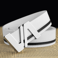 V字母青少年白色皮带百搭男士腰带 韩版潮人简约个生青年裤带