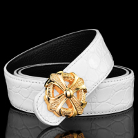 夏季白色皮带男青年休闲平滑扣男士百搭腰带简约款学生韩版裤带潮