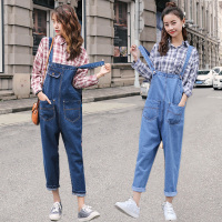 ulzzang背带裤女学生韩版2018新款bf宽松原宿chic牛仔九分连体裤