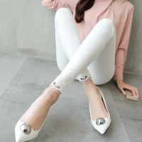 白色外穿打底裤女薄款蕾丝小脚铅笔裤韩版修身百搭弹力紧身女裤子