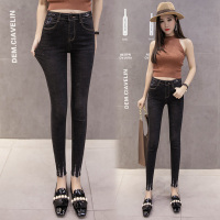 2018春夏新款女装黑色修身九分牛仔裤女韩版高腰显瘦小脚铅笔裤