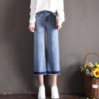 828模特实拍大量现货春夏季新款宽松牛仔裤女九分裤阔腿裤高腰