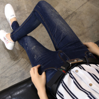 春装2018新款牛仔裤女九分裤学生韩版显瘦弹力紧身百搭小脚裤长裤