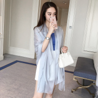 韩国丝巾女春秋纯色围巾春秋纱巾海边旅游防晒沙滩巾空调披肩夏季