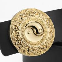 太极八卦皮带男真皮个性休闲光面宽腰带圆扣平滑扣青年裤带型师