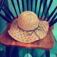 草帽沙滩帽子韩版女士夏天太阳帽镂空遮阳帽可折叠凉帽海边大檐帽