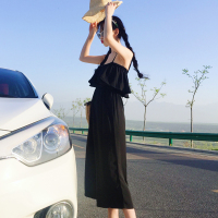 连体裤女2018新款韩版高腰夏天显瘦气质淑女吊带长裤阔腿宽松漏肩