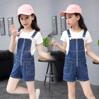 6女童牛仔背带短裤子2018夏装9中大童10小女孩12中拉链13儿童15岁