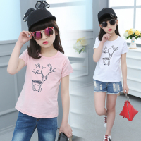 6女童短袖T恤2018夏装9中大童小学生女孩10个性12小鹿13儿童15岁