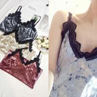 ulzzang韩国丝绒打底背心吊带女内搭chic睫毛蕾丝百搭打底衫 蓝色