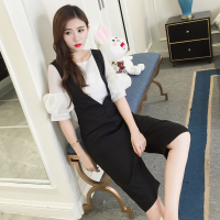 纯色休闲背带裤女夏季短裤宽松显瘦阔腿五分裤韩版百搭吊带裤学生