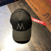 帽子女鸭舌帽镶钻大M棒球棒球帽女韩版潮百搭嘻哈帽时尚遮阳帽黑色M字母挂布款可调节
