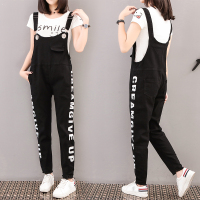 2018春夏新款黑色牛仔背带裤学生女百搭宽松韩版连体哈伦吊带长裤