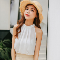 吊带背心女无袖夏装2018新款女装百搭挂脖雪纺打底衫内搭chic上衣
