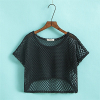 2018宽松大码雷丝罩衫女夏短款小坎肩外套镂空套头披肩短袖蕾丝黑色均码