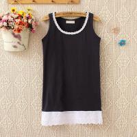 蕾丝花边无袖背心女2018春夏外穿女式大码修身显瘦雷丝打底衫 藏青色 均码