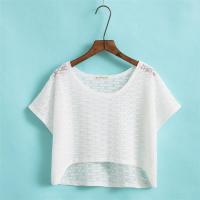 2018宽松大码雷丝罩衫女夏短款小坎肩外套镂空套头披肩外搭短袖蕾丝图案一(方格)均码