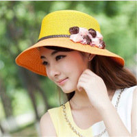 女士夏季遮阳帽大沿草帽韩版太阳帽沙滩帽旅游防晒草编帽子