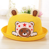 宝宝遮阳帽夏款儿童小熊造型帽子婴儿草帽1-3岁宝宝帽子