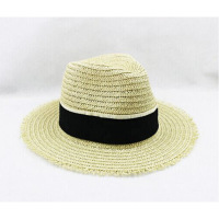 韩版呛口小辣椒春夏天新款出游草帽潮女M牌遮阳礼帽防晒帽子M毛毛边草帽-黑色带M(56-58cm)