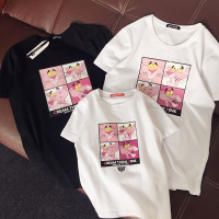 亲子装夏装2018新款潮一家三口装短袖母女装粉红豹全家装家庭T恤