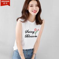 韩版宽松坎袖背心2018新款夏季圆领白色无袖女上衣打底衫女装外穿