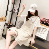 小清新纯色连体裤吊带裤潮2018韩版夏季新品宽松短裤减龄背带裤女