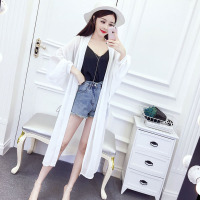 超仙夏季外搭甜美外披长款开衫雪纺衫女中长款防晒衣飘逸上衣外套