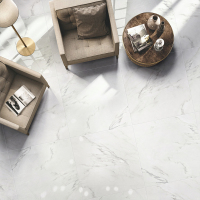 卡拉拉白鱼肚白全抛釉大理石瓷砖简约现代客厅地砖800x800地板砖壹德壹