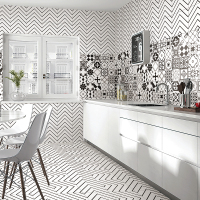 个性北欧风格黑白几何花砖厨房卫生间地砖餐厅墙砖花片 300x300壹德壹