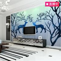 3d瓷砖客厅微晶石电视背景墙现代壁纸欧式美式麋鹿文化石墙砖壹德壹
