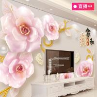3D立体瓷砖电视背景墙浮雕珠宝玫瑰花家和富贵微晶石壁画简约壹德壹