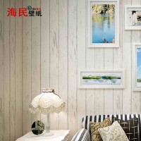 美式乡村仿木纹墙纸卧室客厅背景墙 环保无纺布条纹壁纸壹德壹