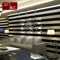 简约现代黑白色横竖条纹墙纸卧室客厅廊理店服装店时尚壁纸厚壹德壹