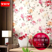 时尚现代中式泼墨大花环保无纺纯墙纸 客厅卧室茶室背景墙壁纸壹德壹
