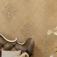 欧式复古3D立体大马士革无纺布壁纸书房卧室客厅走道电视背景墙纸壹德壹