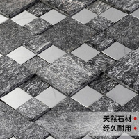 仿古灰色天然大理石材不锈钢马赛克文化石别墅客厅电视背景墙玄关壹德壹