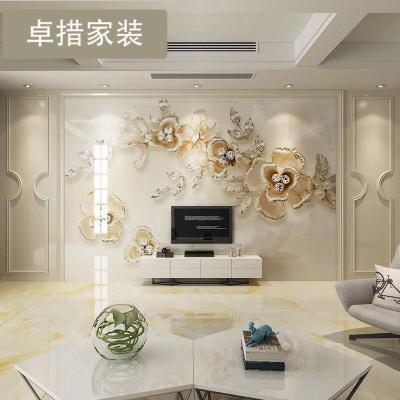 瓷砖背景墙 沙客厅电视背景墙现代简约大理石纹影视墙珍珠壹德壹