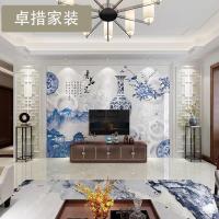 电视瓷砖背景墙微晶石 雕刻影视墙中式客厅装饰造型护墙板 青花瓷壹德壹