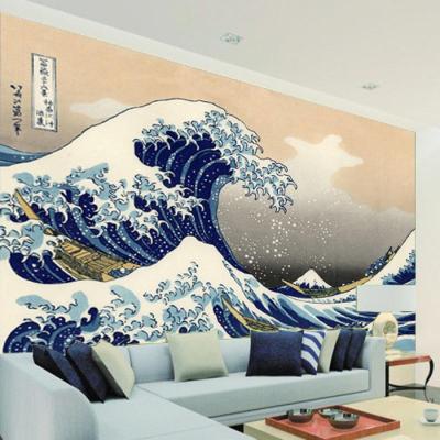 环保大型壁画电视卧室客厅餐厅背景墙纸咖啡厅客房壁纸日式海浪壹德壹